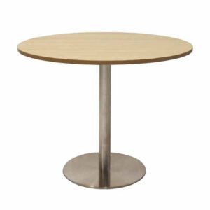 Print Round Table With Flat Base Natural Oak Top Chrome Base.jpg