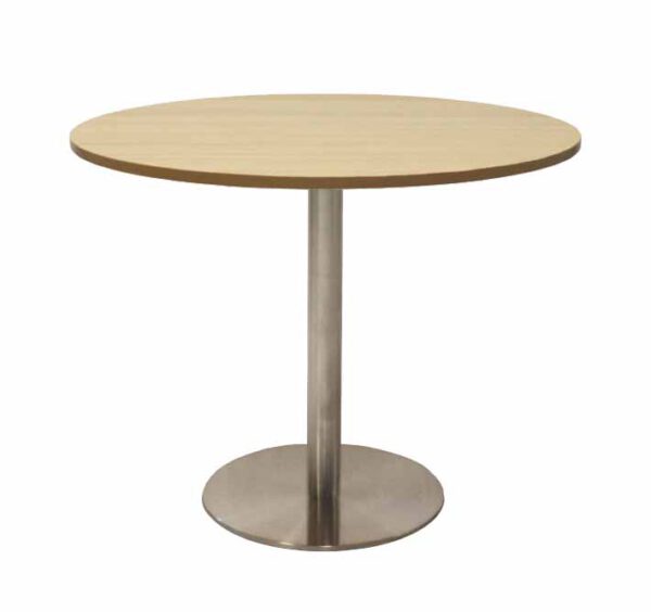 Print Round Table With Flat Base Natural Oak Top Chrome Base.jpg