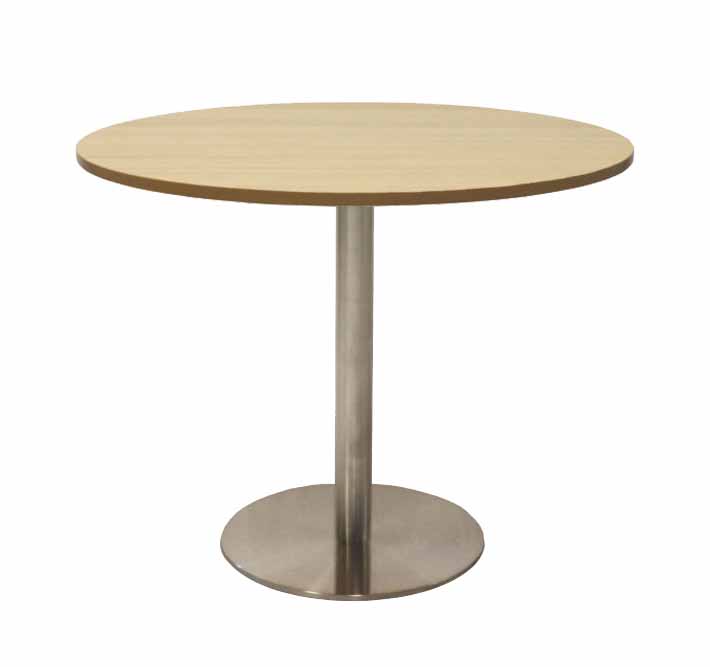 Print Round Table With Flat Base Natural Oak Top Chrome Base.jpg