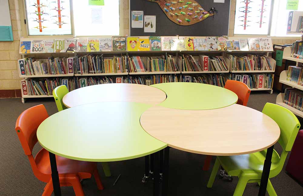 Pacman Tables With Picture Book Shelving