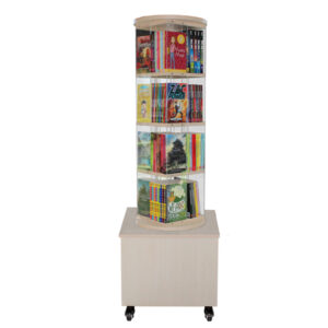 Maple Woodgrain library books display carousel Spinner On Castors