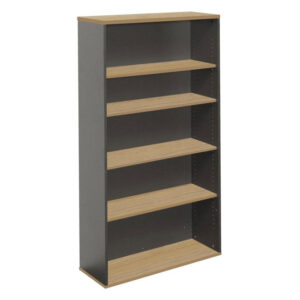 Webo Bookcase Natural Oak And Ironstone 1800h.jpg