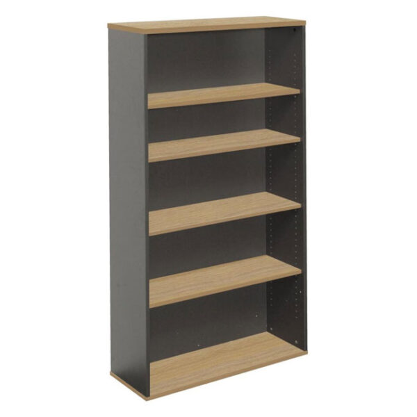Webo Bookcase Natural Oak And Ironstone 1800h.jpg