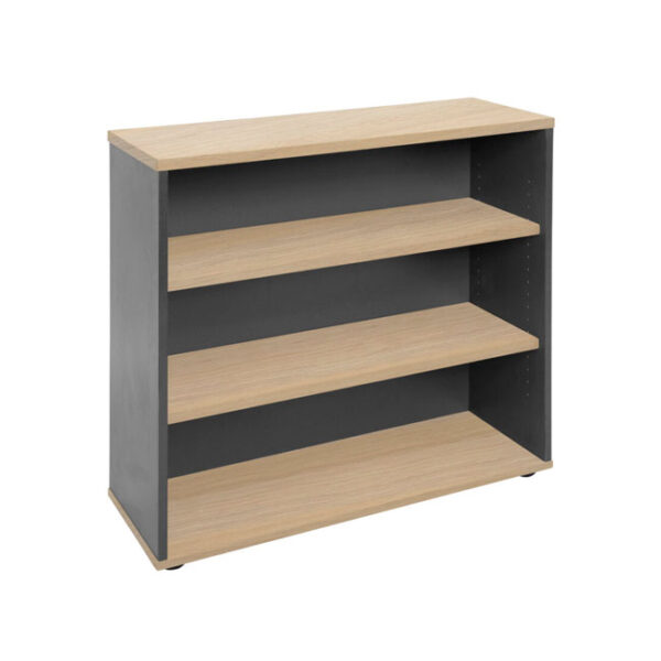 Webo Bookcase Natural Oak And Ironstone 900h.jpg