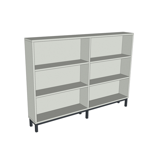 1791 2 bay single sided bookcase on steel base