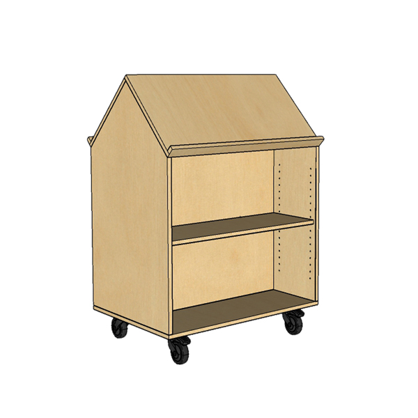 Library Bookcase with slanted top on castors