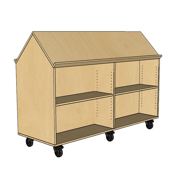 Library Bookcase with slanted top on castors