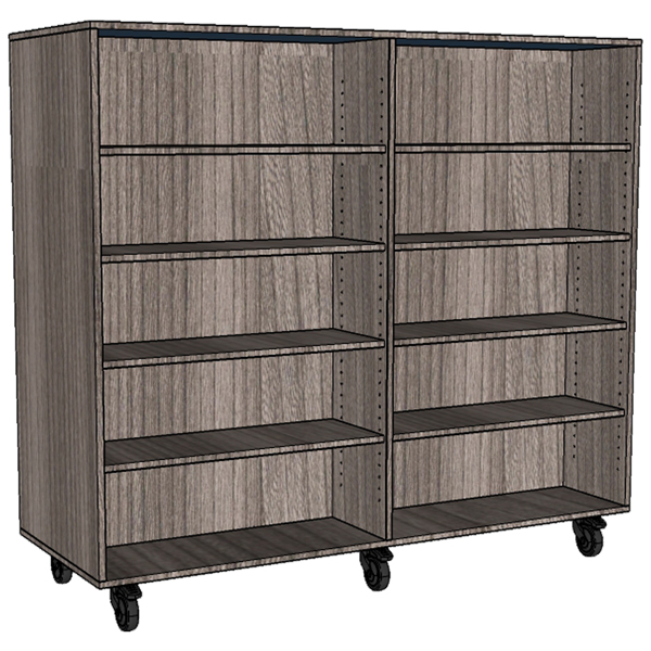 2 bay double sided library bookcase