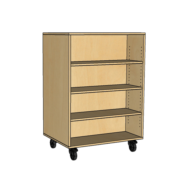 Straight Top Library Bookcase on Castors 1 Bay
