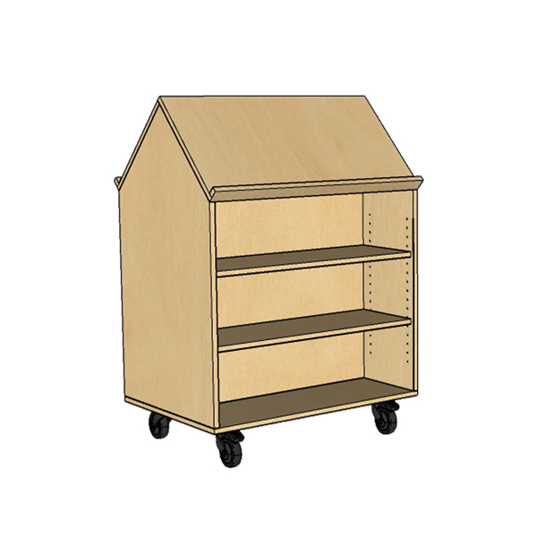 Library Bookcase with slanted top on castors
