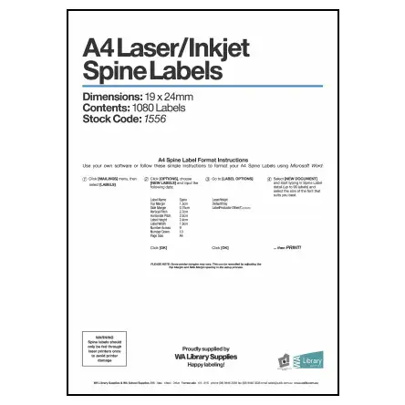 A4 Laser Inkjet Spine Labels