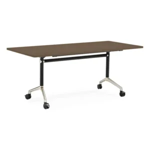 Calais Table Walnut Top Polished Aluminium