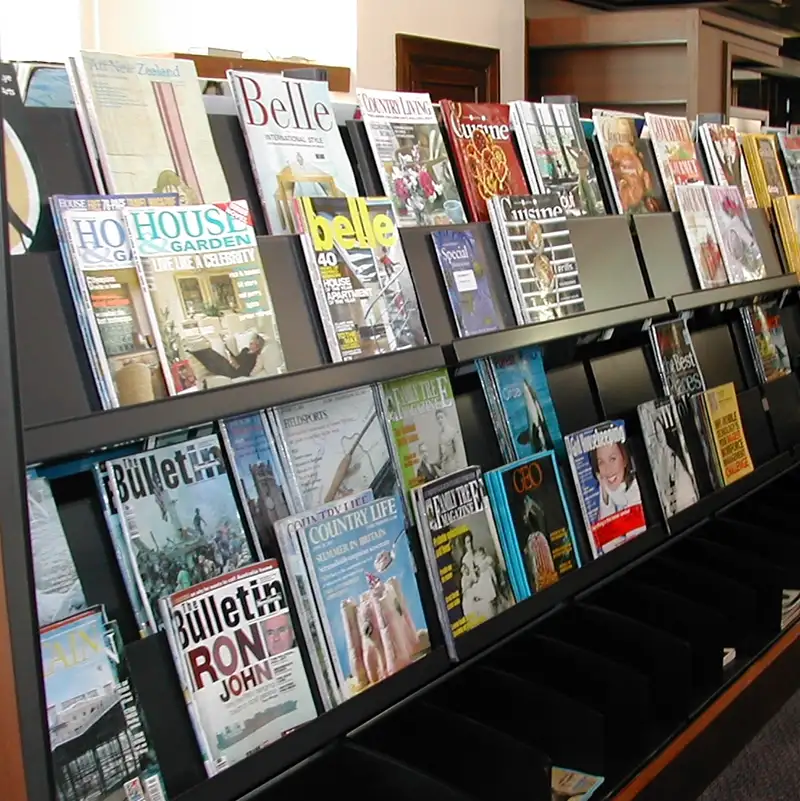 Hydestor 2 tier magazine display shelves