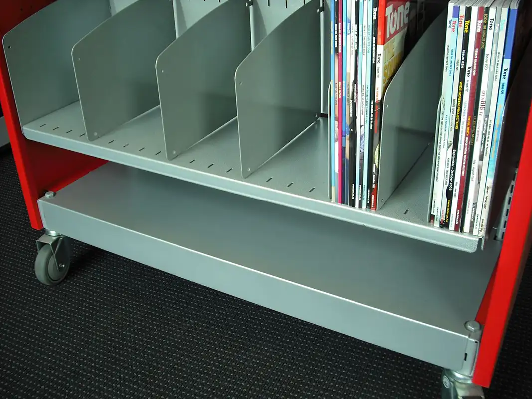 Hydestor divder shelf with magazines
