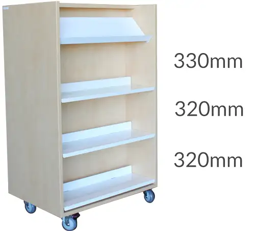 Universal Library Shelving 1500 Castors 1display&3flat