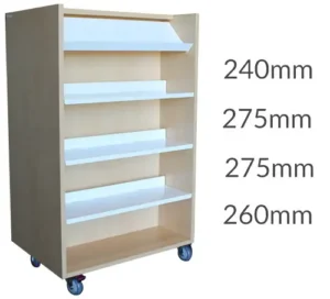 Universal Library Shelving 1500 Castors 1display&3flat&base