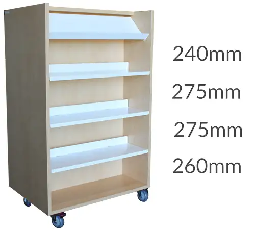 Universal Library Shelving 1500 Castors 1display&3flat&base