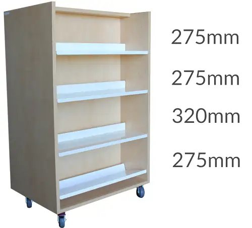 Universal Library shelving 1500 Castors 3flat&1uptilt