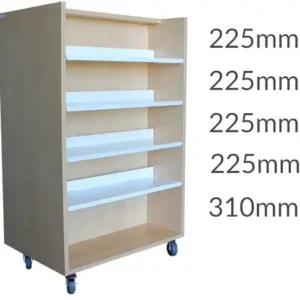 Universal library shelving 1500 Castors 4flat&base