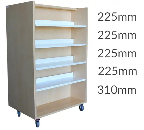 Universal library shelving 1500 Castors 4flat&base