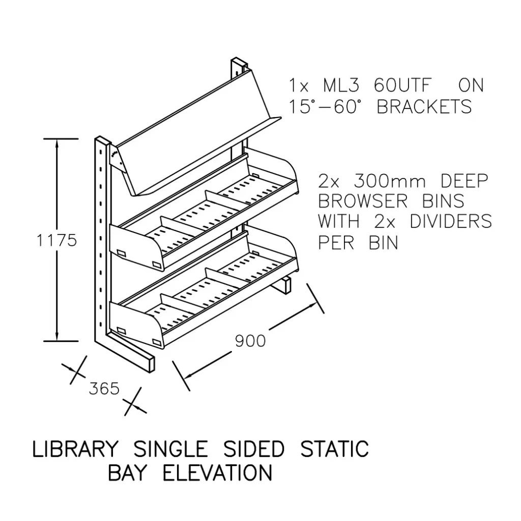1 bay picture book shelving cad