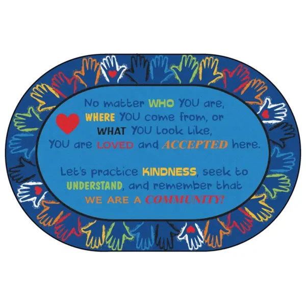 floor rug with community messages