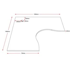 L Shape desk1500 X 1500 X 700mm Dimensions