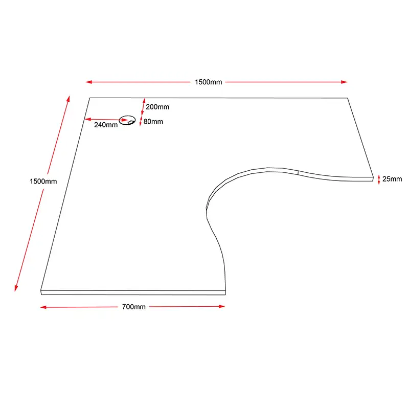 L Shape desk1500 X 1500 X 700mm Dimensions