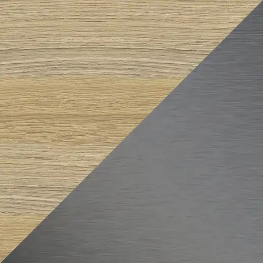 Natural Oak Top With Stainless Steel Base