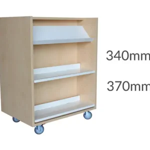 Universal Library shelving 1200 Castors 1display2flatshelves