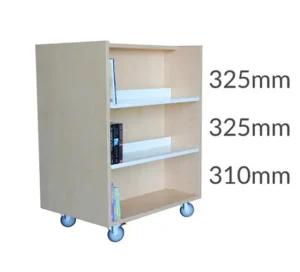Universal library shelving 1200 Castors 2flatshelves&base