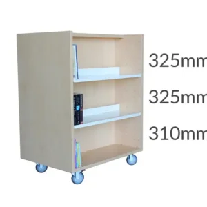 Universal library shelving 1200 Castors 2flatshelves&base