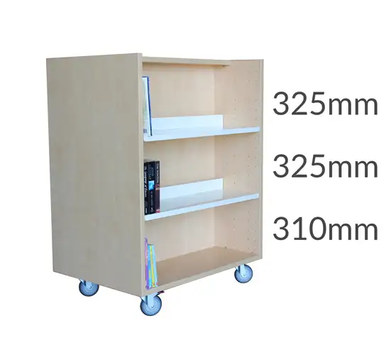 Universal library shelving 1200 Castors 2flatshelves&base