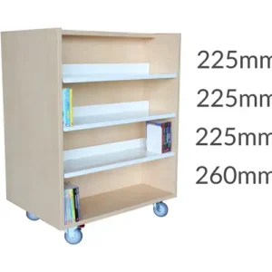 Universal library shelving 1200 Castors 3flatshelves&base