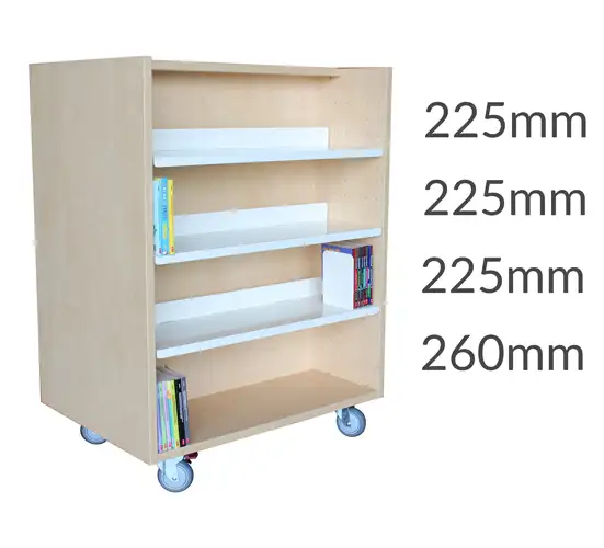 Universal library shelving 1200 Castors 3flatshelves&base