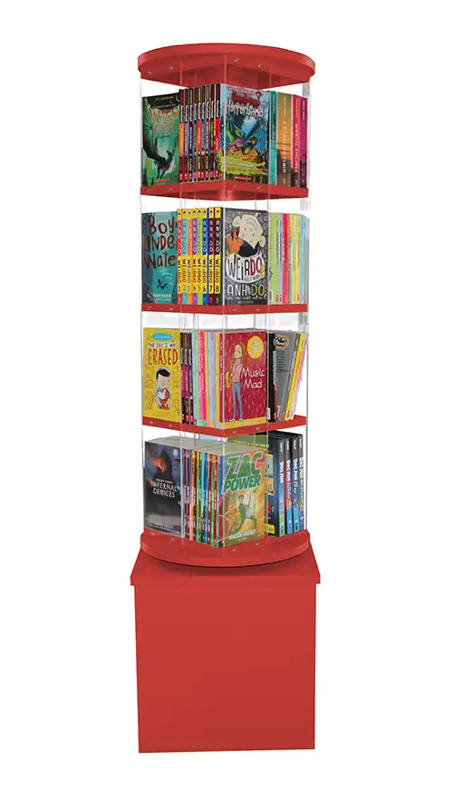 2594 Library book display carousel Spinner Red
