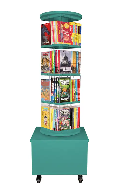 2609 Teal Library book display Spinner On Castors