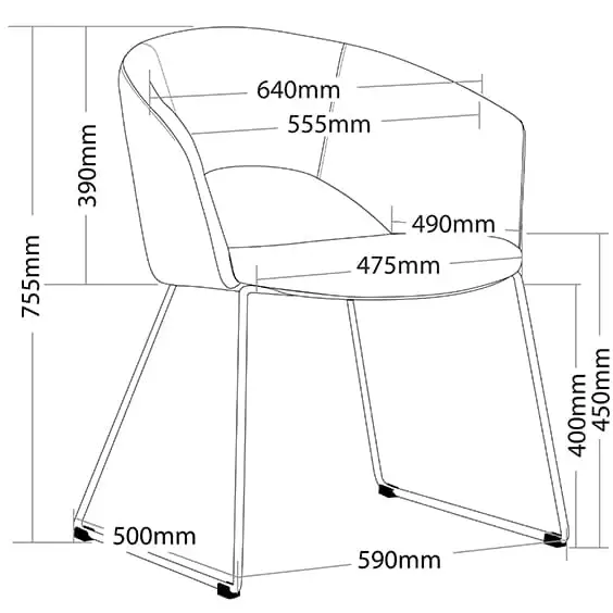6740 Tonic Visitor Chair With Dimensions