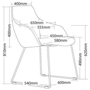 Oscar Visitor Chair With Dimensions