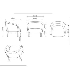 6751 Cosmos 1 Seat Lounge Line Drawing