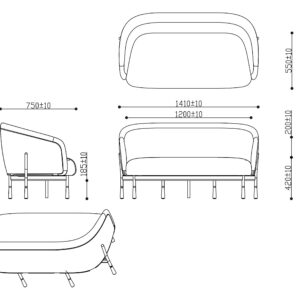 6752 Cosmos 2 Seat Lounge Line Drawing