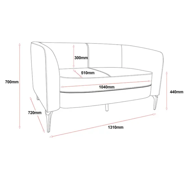 6755 Liso 2 Seat Lounge Line Drawing