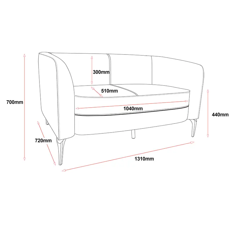 6755 Liso 2 Seat Lounge Line Drawing