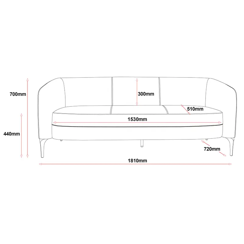 6756 Liso 3 Seat Lounge Line Drawing