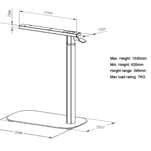 Line Drawing For Eos Height Adjustable Table
